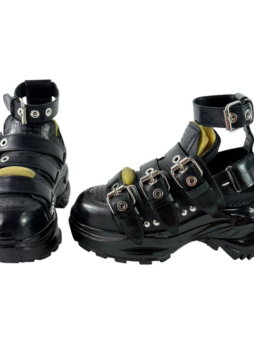 $1885 MAISON MARGIELA Abrasive Black Leather Sandals/Sneakers Italy 38 - 8US